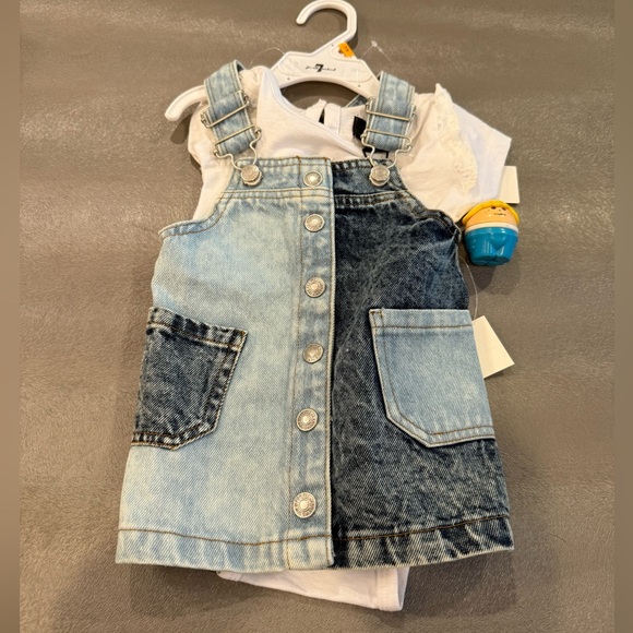 7 For All Mankind Two-Tone Denim Overall Dress. Size 12 months - Picture 1 of 8